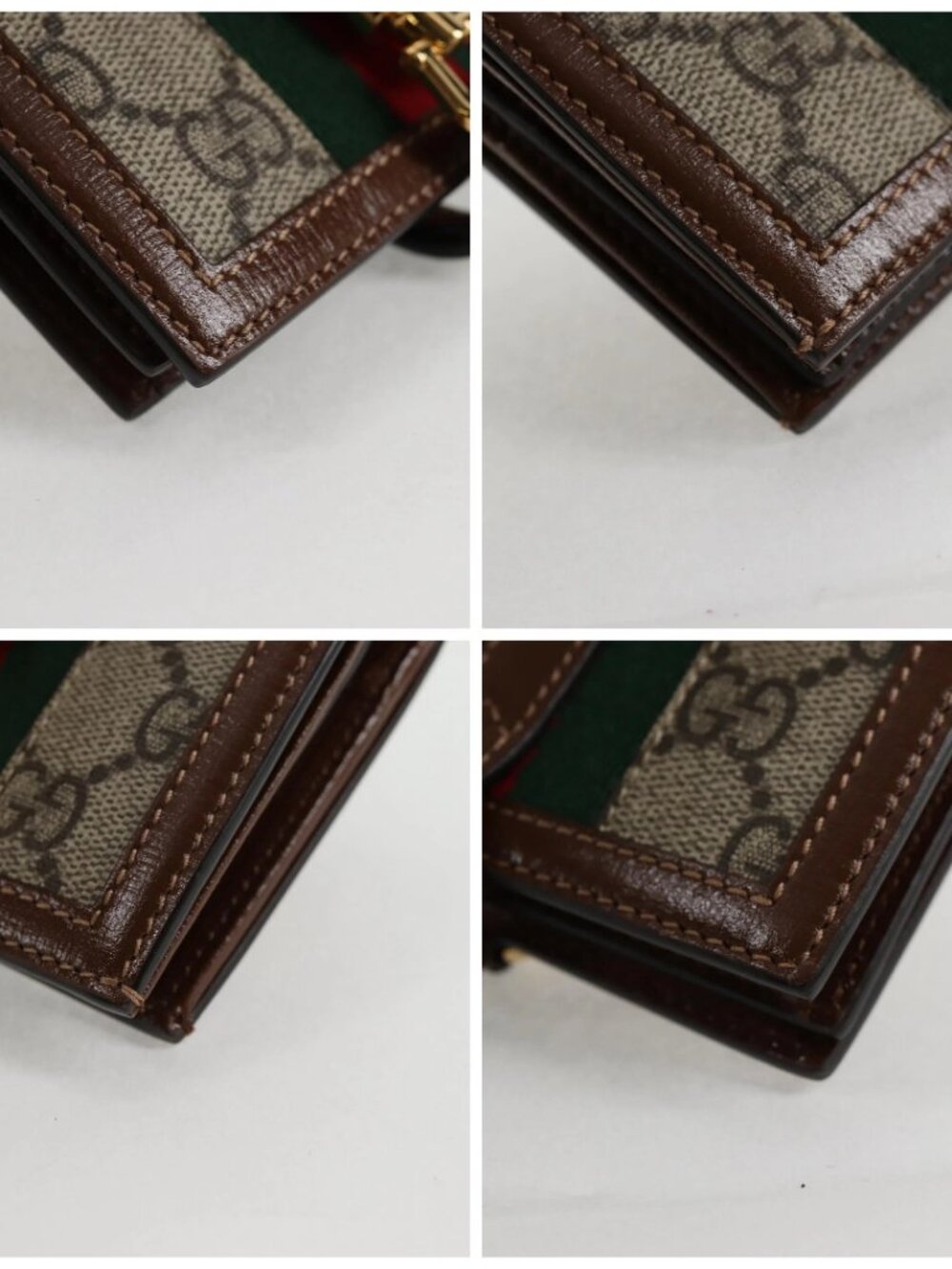 GUCCI GG Supreme Jackie WebbSherry Line Wallet PVC Beige 203495 Auth ki5817V - Picture 14 of 16